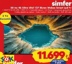 SİMFER 50 INC 4K ULTRA UHD 127 EKRAN WEBOS SMART LED TV AKILLI TELEVİZYON